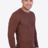 INTI0001 Intialpaca Hand knit Warm Brown Aran Alpaca Sweater for Men