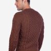 INTI0001 Intialpaca Hand knit Warm Brown Aran Alpaca Sweater for Men
