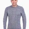 Luxury alpaca wool sweater for men – melange gray Aran Nordic knit pullover