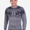 INTI0003 Intialpaca Soft Gray Alpaca Sweater with llamas pattern