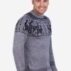 INTI0003 Intialpaca Soft Gray Alpaca Sweater with llamas pattern