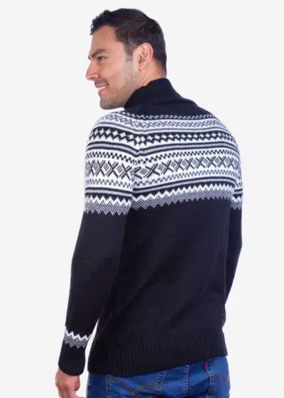 INTI0004 FAIR ISLE SWEATER FOR MEN KNITTED IN ALPACA WOOL - TURTLENECK ALPACA JUMPER FOR WINTER SEASON