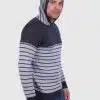 Alpaca Men’s knit hooded Gray sweater with stripes