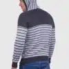 Alpaca Men’s knit hooded Gray sweater with stripes