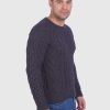 Hand knit Warm Charcoal Aran Alpaca Sweater for Men