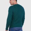 Hand knit Warm Green Aran Alpaca Sweater for Men