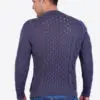 Hand knit Warm Steel Blue Aran Alpaca Sweater for Men