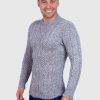 Hand knit Warm Light Gray Melange Aran Alpaca Sweater for Men