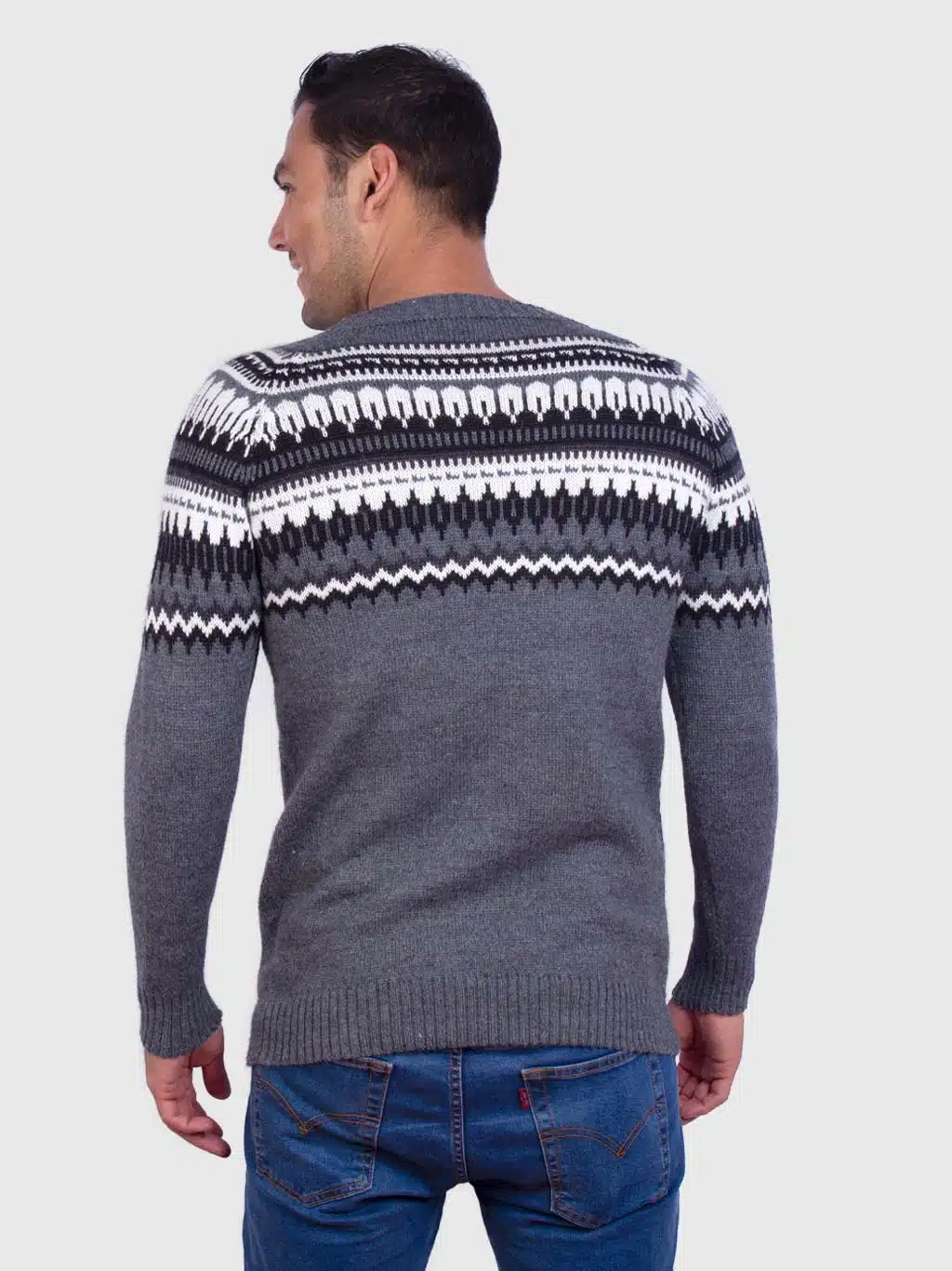 Crewneck Gray Alpaca Sweater for Men