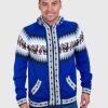 Alpaca Men’s knit hoddie Blue sweater