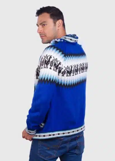 Alpaca Men’s knit hoddie Blue sweater