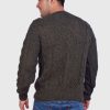 Hand knit Warm Dark Green Melange Aran Alpaca Sweater for Men