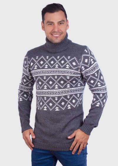 Turtleneck Gray Alpaca Sweater for Men