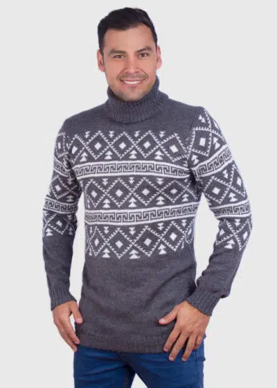 Turtleneck Gray Alpaca Sweater for Men