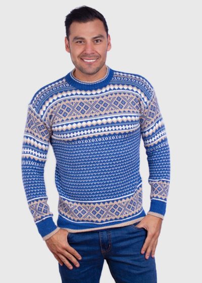 Soft Sky Blue Alpaca Sweater-for-men