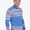 INTI0014 INTI ALPACA Men Norwegian Pattern Pullover Sweater Sky Blue Alpaca Wool Traditional Nordic Design