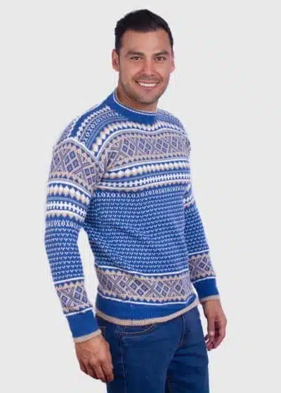 Soft Sky Blue Alpaca Sweater-for-men