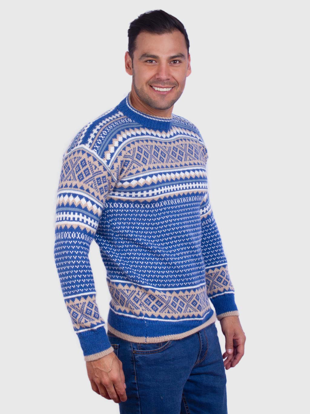 Soft Sky Blue Alpaca Sweater-for-men - Inti Alpaca - Alpaca - Clothing