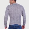 Hand knit Warm Light Gray Aran Alpaca Sweater for Men