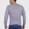 Hand knit Warm Light Gray Aran Alpaca Sweater for Men