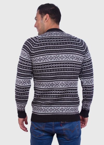Soft Black and Gray Alpaca Sweater for men