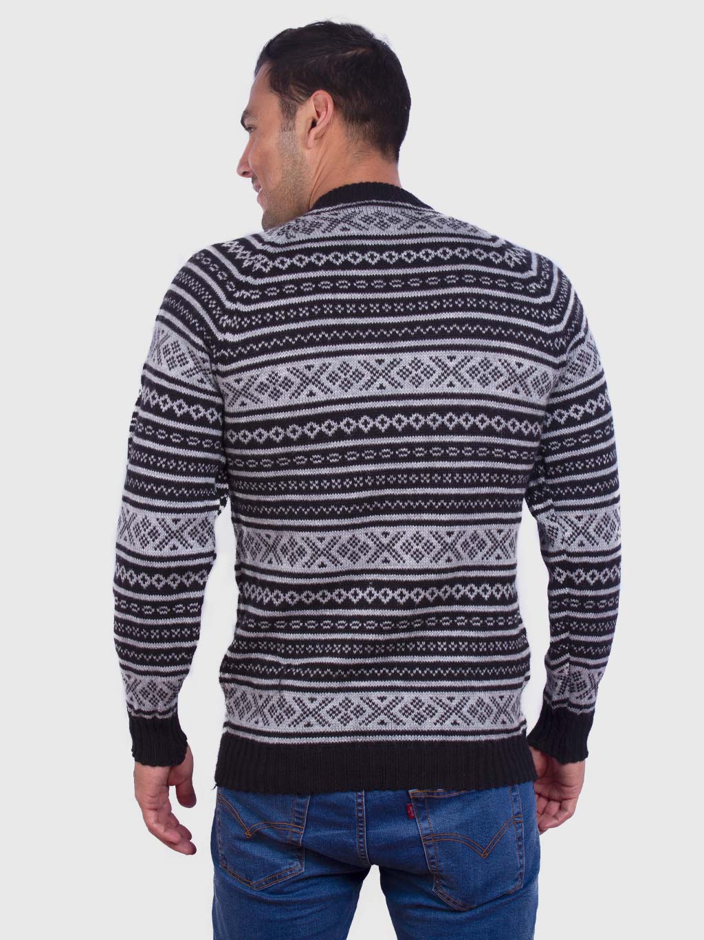 Soft Black and Gray Alpaca Sweater for men