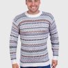 Crewneck White Alpaca Sweater for Men