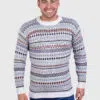 Crewneck White Alpaca Sweater for Men