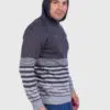 Alpaca Men’s knit hooded Gray sweater with stripes