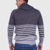 Alpaca Men’s knit hooded Gray sweater with stripes