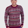 Crewneck Burgundy Alpaca Sweater for Men