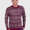 Crewneck Burgundy Alpaca Sweater for Men