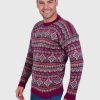 Crewneck Burgundy Alpaca Sweater for Men