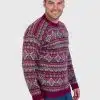 Crewneck Burgundy Alpaca Sweater for Men