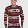 Crewneck Gray Alpaca Sweater for Men