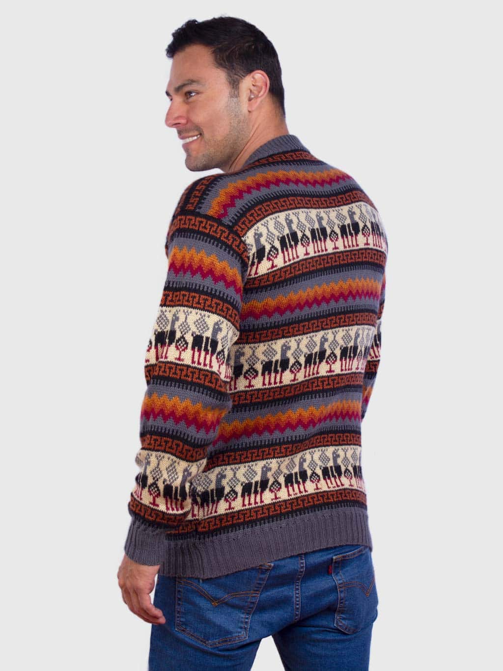 Crewneck Gray Alpaca Sweater for Men