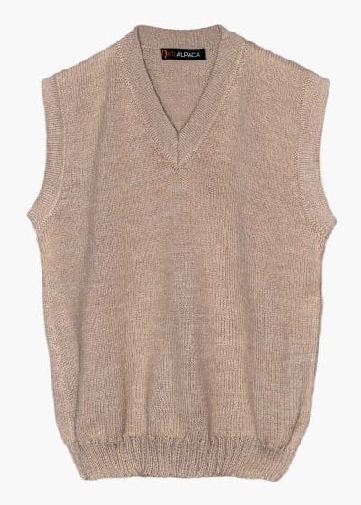 INTI ALPACA Beige Alpaca Vest for Men All year around
