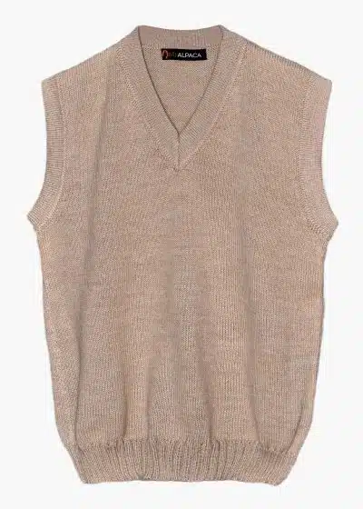 INTI ALPACA Beige Alpaca Vest for Men All year around