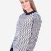 INTI ALPACA ALPACA SWEATER FOR WOMEN - BLACK AND WHITE CREWNECK ALPACA JUMPER FOR WINTER