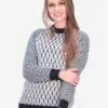 INTI ALPACA ALPACA SWEATER FOR WOMEN - BLACK AND WHITE CREWNECK ALPACA JUMPER FOR WINTER