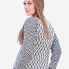 INTI ALPACA ALPACA SWEATER FOR WOMEN - BLACK AND WHITE CREWNECK ALPACA JUMPER FOR WINTER