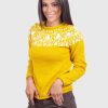 Crewneck Yellow Alpaca Sweater for Women