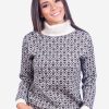Turtleneck Black and White Alpaca Sweater for Women Winter Pullover INTI0027 INTI ALPACA