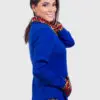 Turtleneck Blue Alpaca Sweater for Women