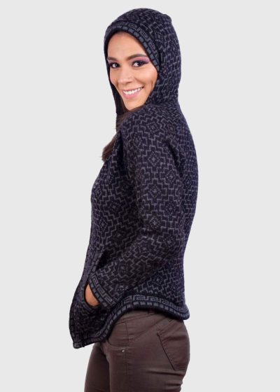 Dark Gray Hoodie Alpaca Sweater for women