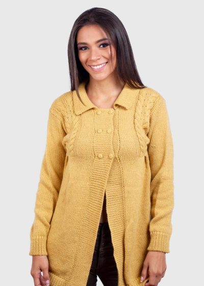 Yellow Alpaca Cardigan Sweater for Women