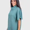 Aqua Short Sleeve Alpaca Sweater for Women