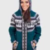 Alpaca Women’s Knit Hoddie Dark Green Melange Sweater