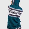 Alpaca Women’s Knit Hoddie Dark Green Melange Sweater