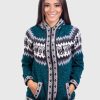 Alpaca Women’s Knit Hoddie Dark Green Melange Sweater